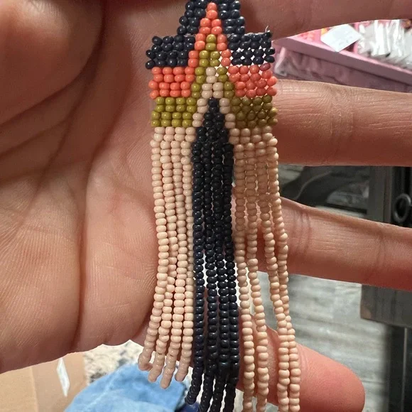 Colorful Beaded Drop Earrings - Picture 4 of 4